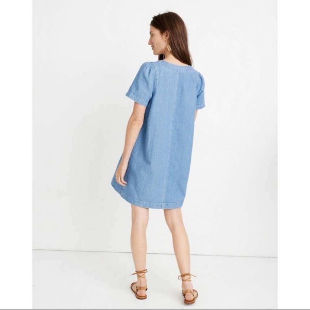 Madewell Denim Popover Swing Dress Newsom Wash XXS - Picture 2 of 11